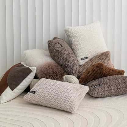 Funda de cojín DecorBites™ con textura geométrica y felpa - Fundas de almohada de estilo nórdico moderno