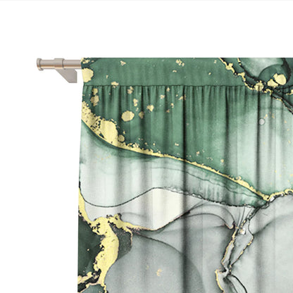 Decobites Green Marble Rod Pocket Curtains for Home Decoration