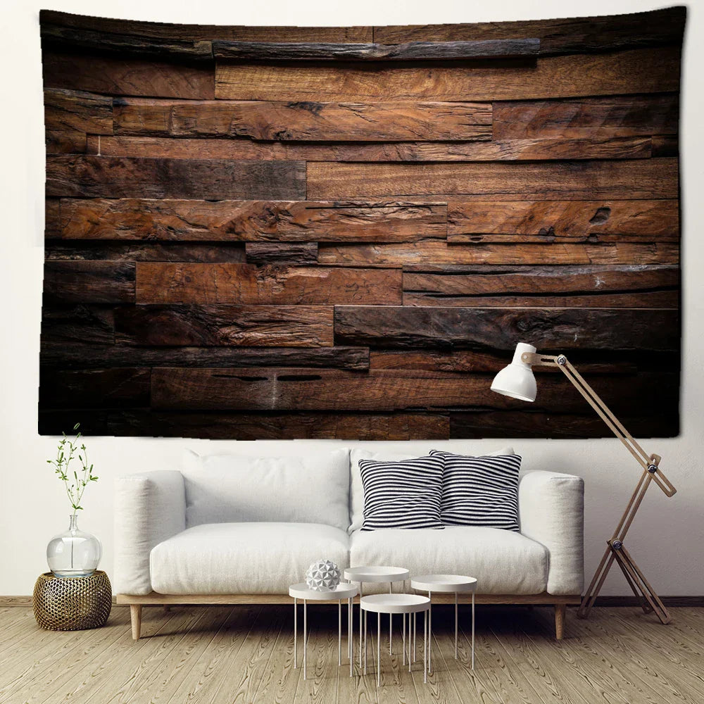 Dark Wood Texture Abstract Art Tapestry Hippie Wall Hanging for Living Room Home Decor by Decobites