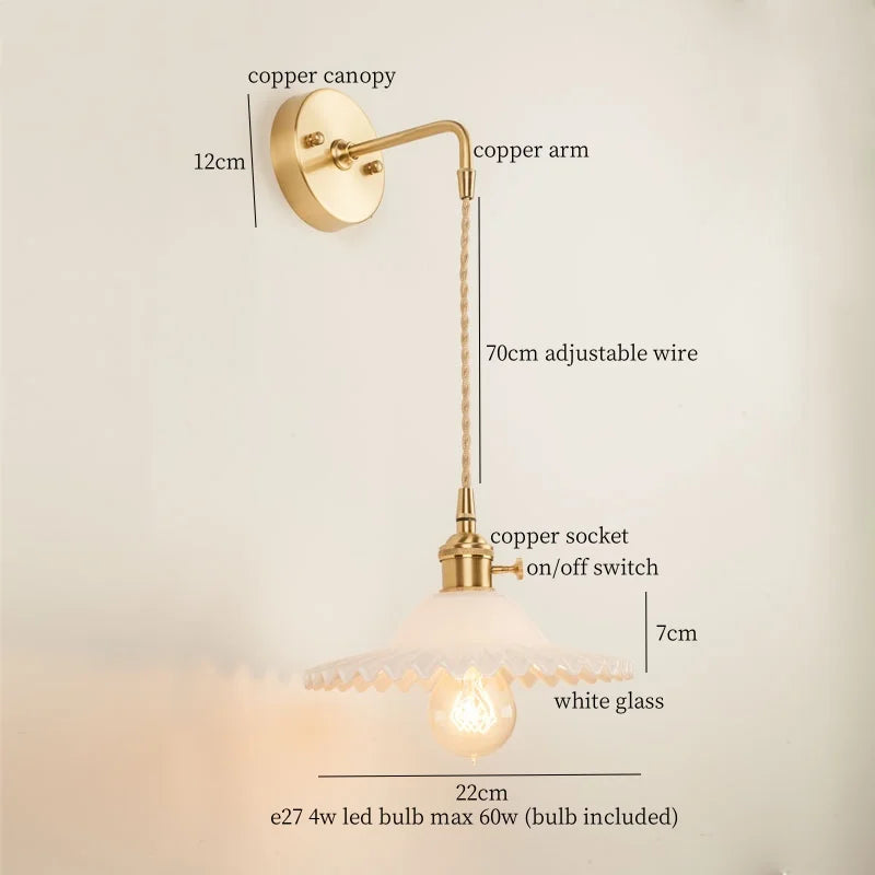 DecorBites™ Green Glass LED Wall Light Fixture | Modern Nordic Pull Chain Lamp