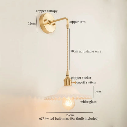 DecorBites™ Green Glass LED Wall Light Fixture | Modern Nordic Pull Chain Lamp