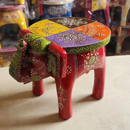DecorBites™ Elephant Stool: Handmade Thai Style Solid Wood Low Stool Ethnic Gift Home Decor