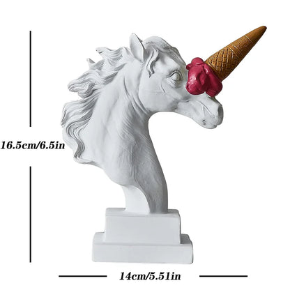 DecorBites™ Ice Cream Horse Head Resin Sculpture Figurine for Home Office Decor & Gifts