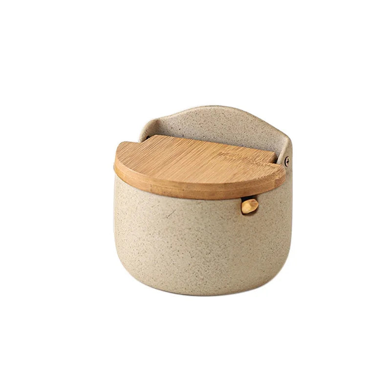 DecorBites™ Ceramic Seasoning Jar Set with Bamboo Lid and Spoon