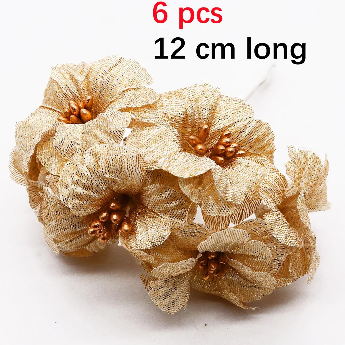 DecorBites™ Gold Hybrid Flower Cherry Stamen Berries Bundle for DIY Decor