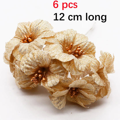 DecorBites™ Gold Hybrid Flower Cherry Stamen Berries Bundle for DIY Decor