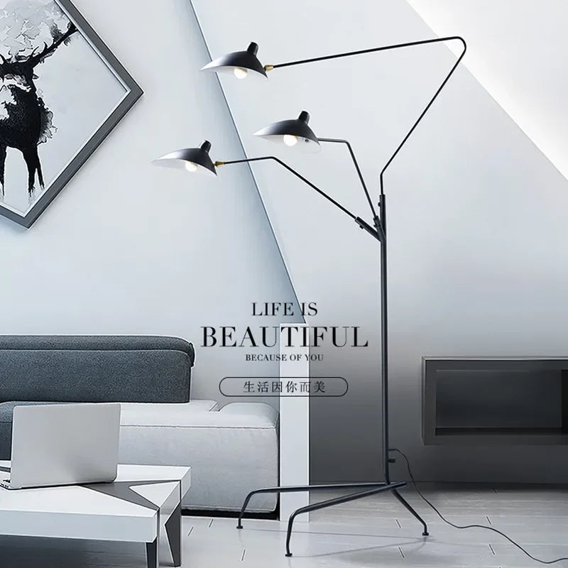 مصباح أرضي DecorBites™ بذراع قابل للتعديل: مصباح سقف ياباني للديكور الصناعي العلوي