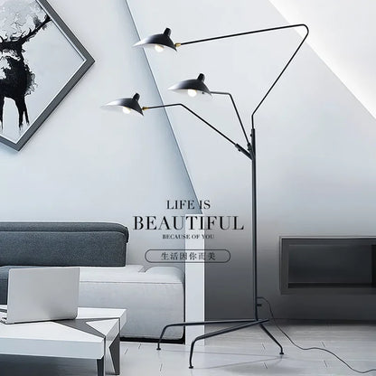 مصباح أرضي DecorBites™ بذراع قابل للتعديل: مصباح سقف ياباني للديكور الصناعي العلوي