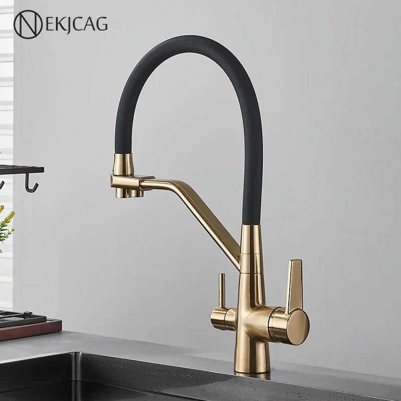 Gold 360-Degree Kitchen Faucet Stainless Steel