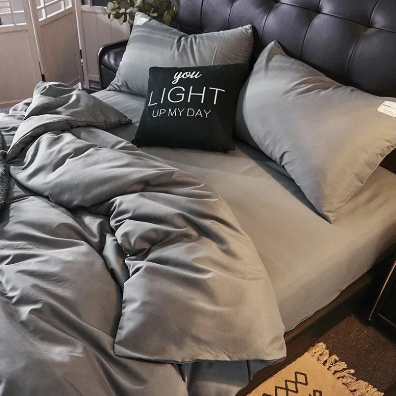 DecorBites™ Japanese Grid Print Bed Set in Washed Cotton for Summer Comfort