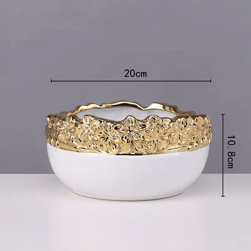 DecorBites™ Golden Edge Succulent Flower Pot Vase - Indoor Ceramic Planter Pot