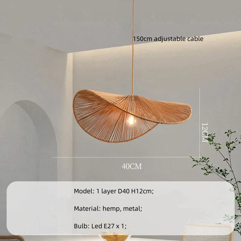 Decorbites™ Lámparas Colgantes de Cáñamo: Accesorios de Iluminación LED Interior Wabi Sabi