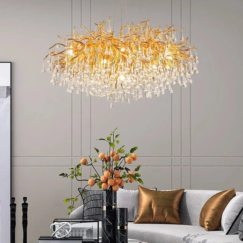 Gold Geometric LED Pendant 180cm Length