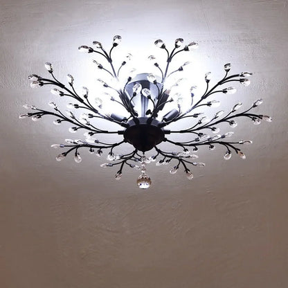 DecorBites™ Crystal Tree Chandelier Ceiling Light for Bedroom with LED E14 Bulbs
