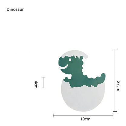 DecorBites™ Dino Egg LED Kids Wall Lamp: Cute Cartoon Bedside Light for Nursery Bedroom