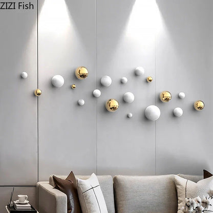 DecorBites™ Gold Ball Wall Hanging Ornaments Spherical Crafts Room Decor Display Pendants