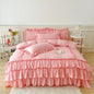 Decobites Lace Ruffle Princess Bedding Set with Bed Skirt & Pillowcases