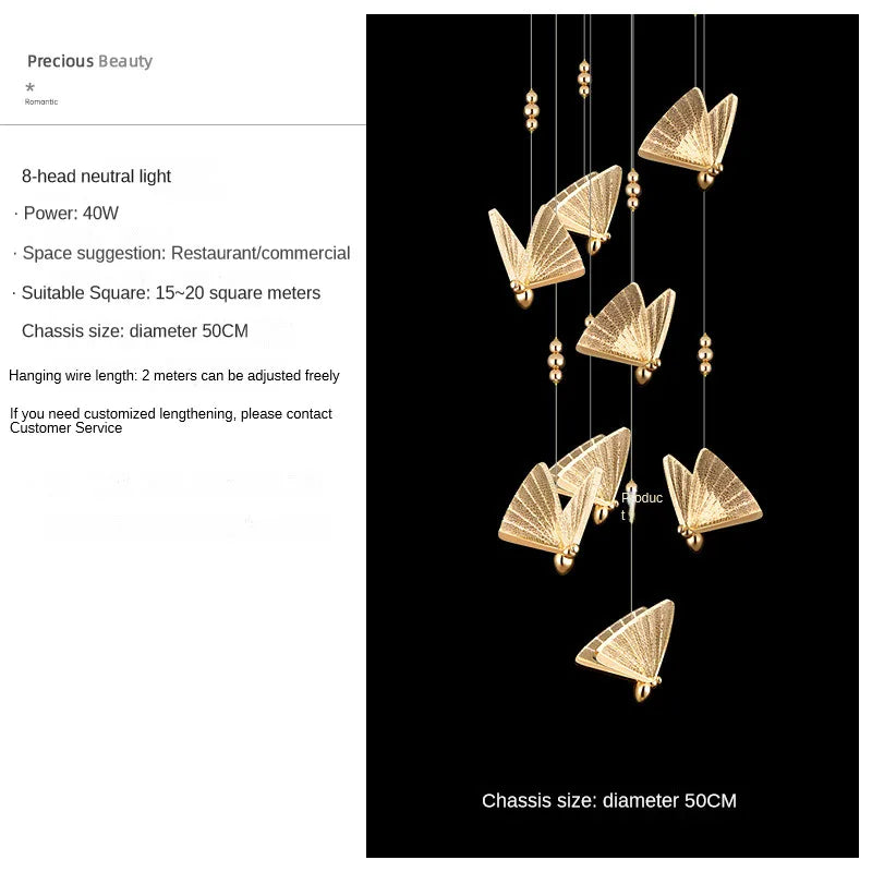 DecorBites™ Butterfly Pendant Lamps: Modern Luxury Lighting Fixtures for Staircase, Bedroom, and Aisle