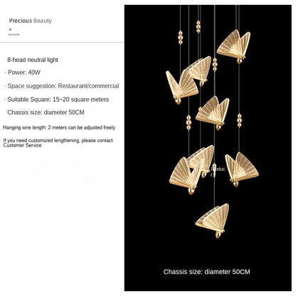 DecorBites™ Butterfly Pendant Lamps: Modern Luxury Lighting Fixtures for Staircase, Bedroom, and Aisle
