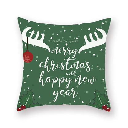 DecorBites™ Christmas Santa Elk Pillowcase 45x45cm for Sofa Chair Decor