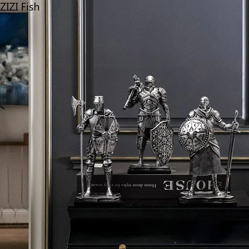 DecorBites™ Heavy Armored Knight Resin Statue Decoration for Desk and Room Aesthetic