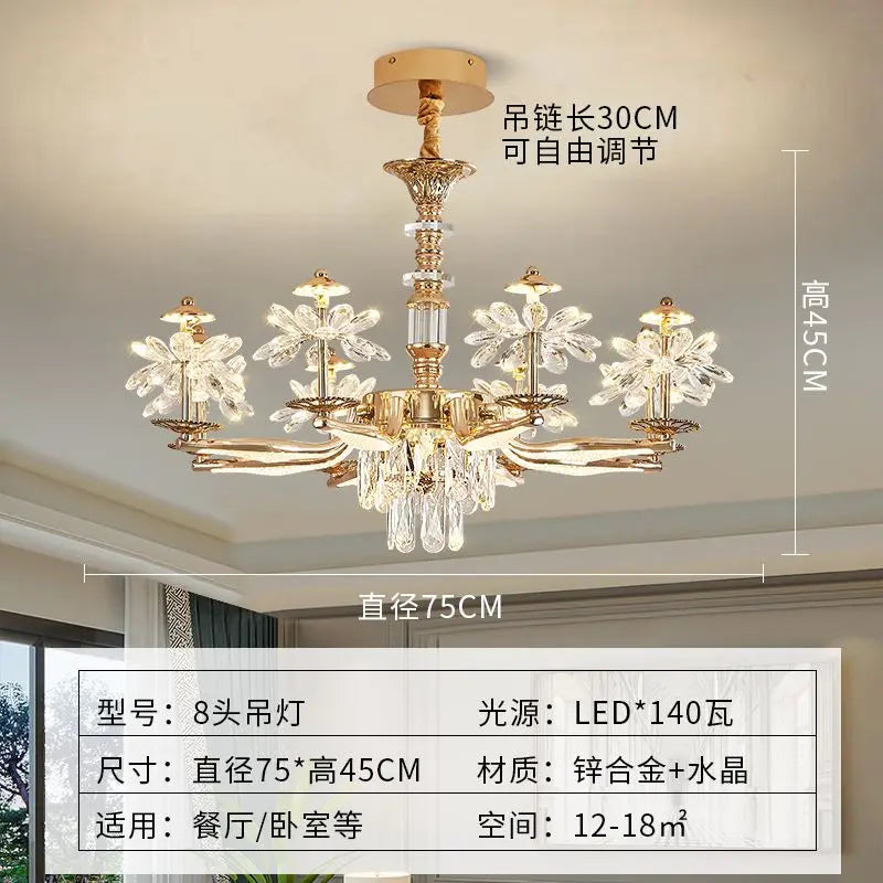 DecorBites™ Crystal Chandelier Ceiling Pendant Light for Living, Dining, and Bedroom Home Lighting
