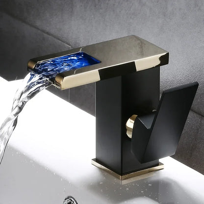 DecorBites™ LED Waterfall Basin Faucet - Single Handle Mixer Tap in White, Black, or Chrome