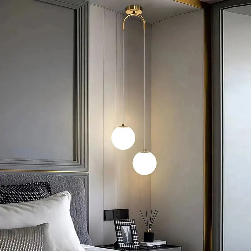 Nordic Glass Pendant Light With Brass or Black Finish