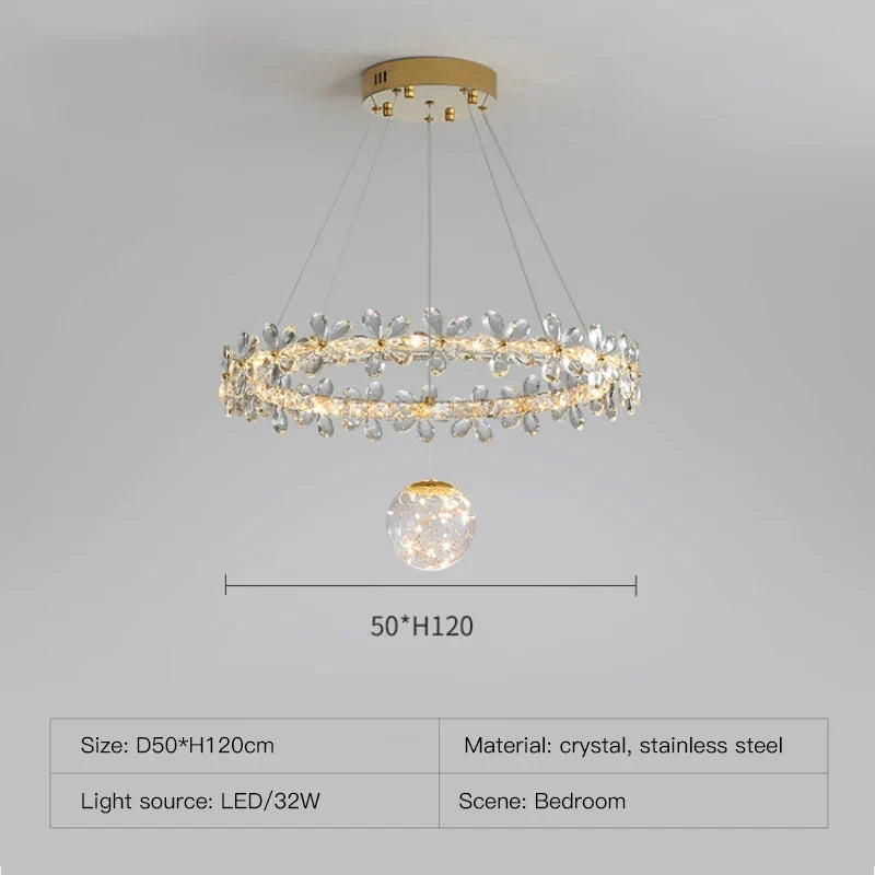 Gold Crystal Spiral Chandelier Type-A D80cm