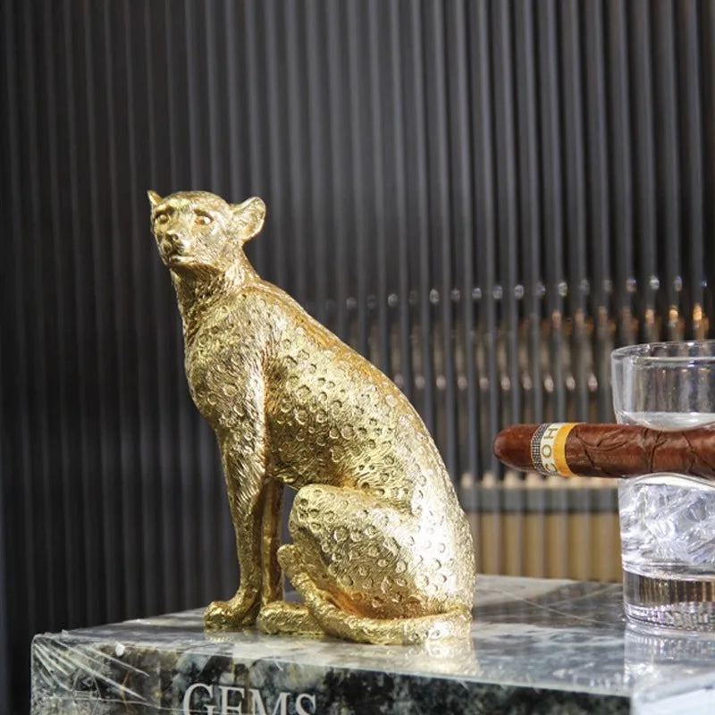 DecorBites™ Leopard Print Cheetah Resin Crafts: Realistic Home Office Decor