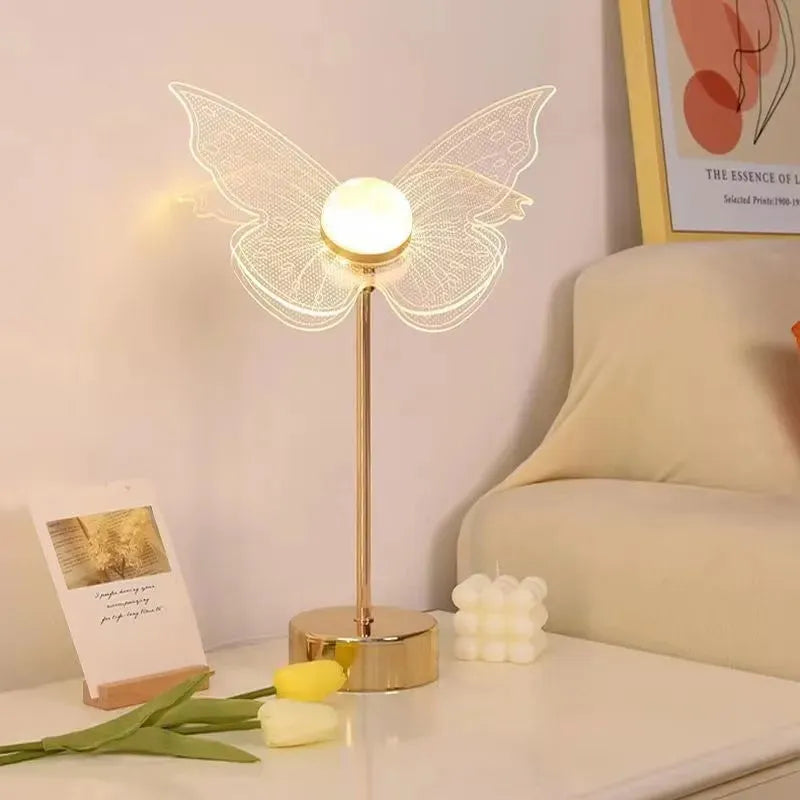DecorBites™ Butterfly Gold Acrylic LED Desk Lamp for Artful Living Room Night Light