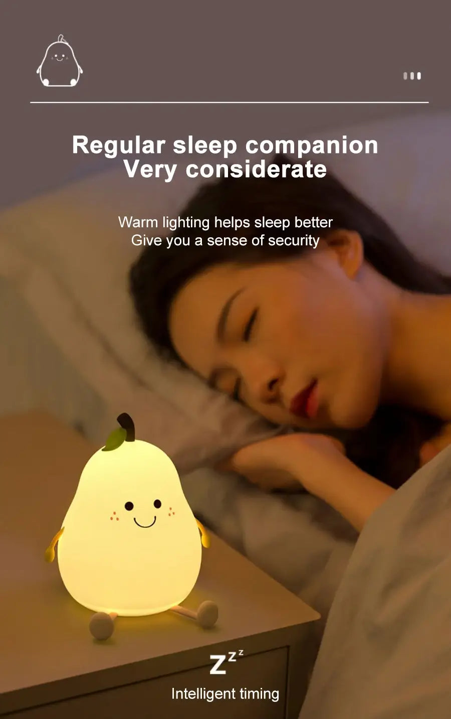 DecorBites™ USB Rechargeable Night Light Pear Silicone Night Lights Touch Sensor Bedroom Bedside Cat Lamp With Remote