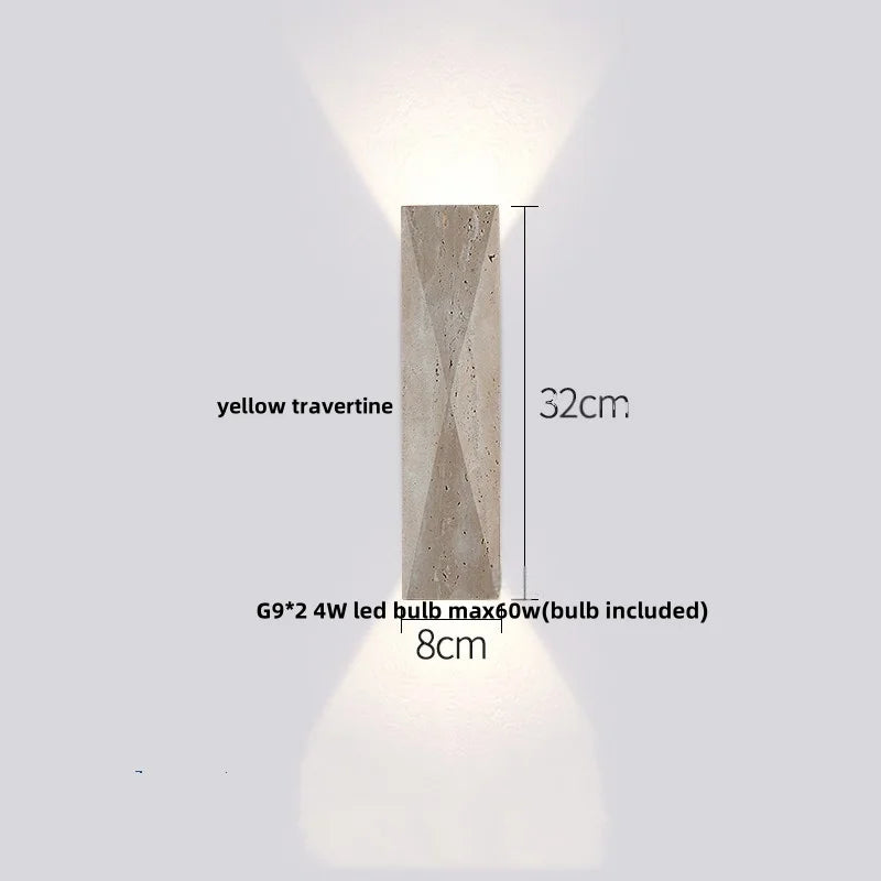 DecorBites™ LED Wall Light Fixtures Bedroom Modern Button Switch Yellow Travertine White Iron Bedside Lamp