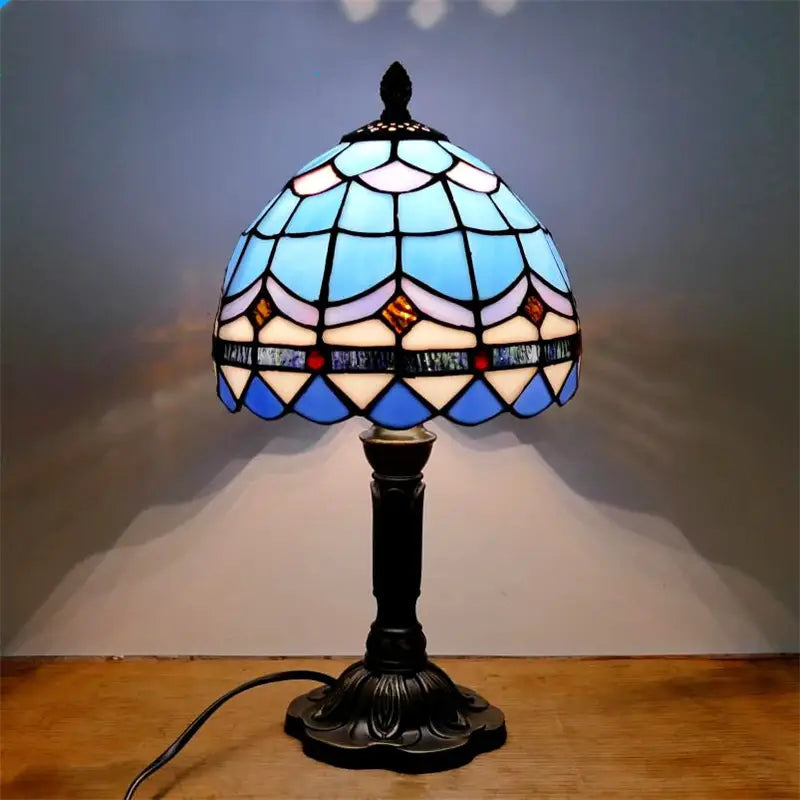 Decorbites™ E27 Retro Barock LED Tischlampen Mediterran Vintage Buntglas Schlafzimmer Lesen Café Bar Deko Schreibtisch