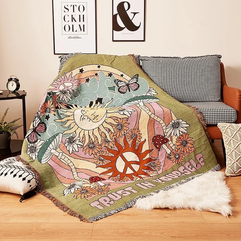 DecorBites™ Gothic Thread Double-sided Tapestry Blanket - Versatile Homestay and Outdoor Decoration
