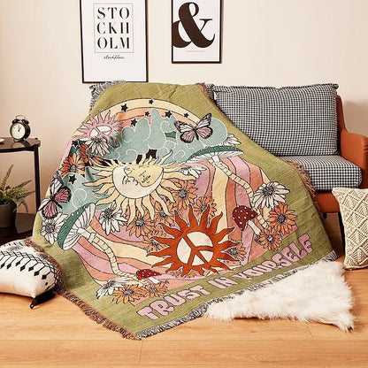 DecorBites™ Gothic Thread Double-sided Tapestry Blanket - Versatile Homestay and Outdoor Decoration