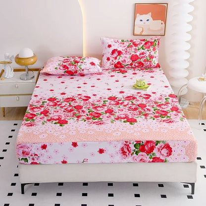 Decobites Floral Printed Fitted Bed Sheets for Single/Queen/King Mattress