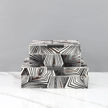 DecorBites™ Black & White Zebra Pattern Jewelry Storage Box Desktop Organizer