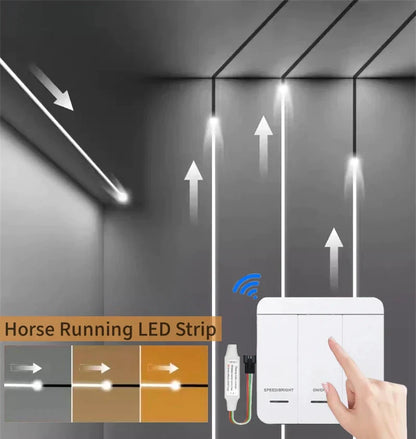 DecorBites™ Flowing LED Strip Light: SMD 2835 Pixel Horse Race Tape Light with Wireless Controller