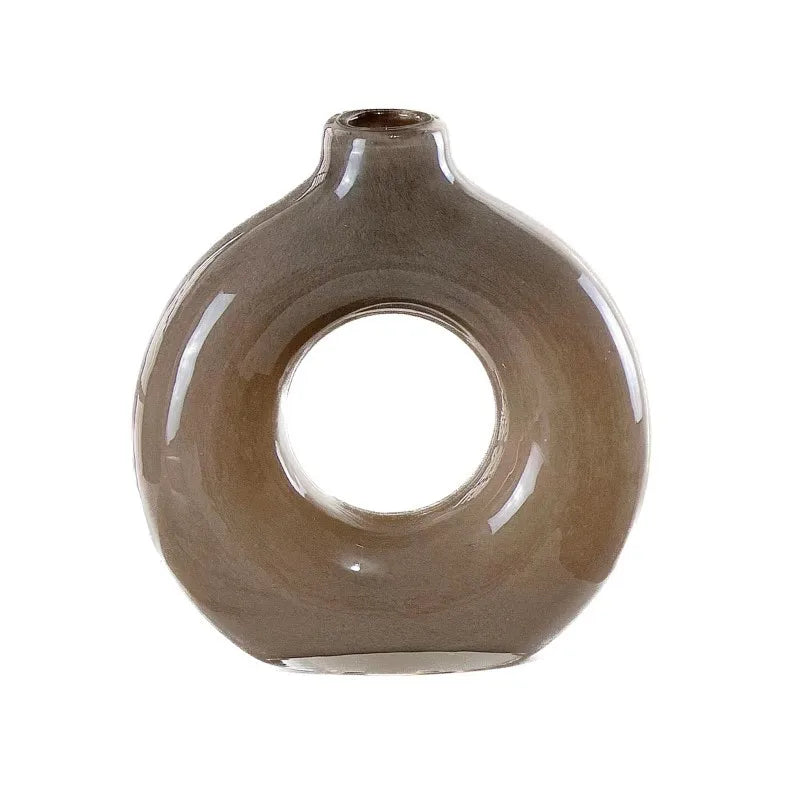 Jarrón de vidrio con círculos geométricos DecorBites™ para decoración del hogar y arreglos florales