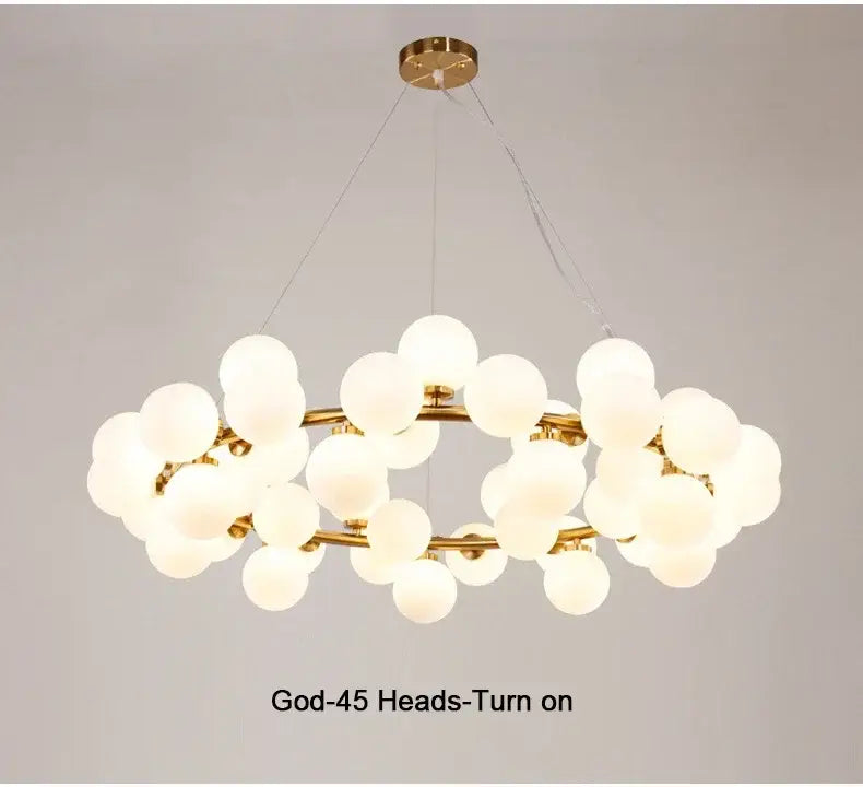 DecorBites™ Contemporary Black and Gold Chandelier - White Glass Ball