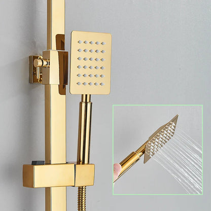 DecorBites™ Golden Thermostatic Shower Faucet Set with Rainfall Shower Column and 3-Way Mixer