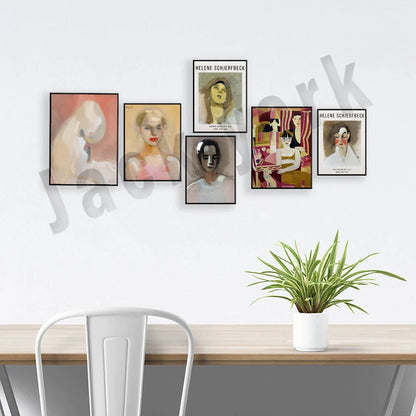 Decorbites™ Abstract Vintage-Ausstellungsplakat-Set - Helene Schjerfbeck, Zirkusmädchen, Blondes Mädchen