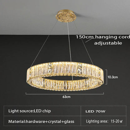 DecorBites™ Crystal Glass Chandelier: Big Round Luxury LED Ceiling Hanging Lamps for Home Decor.