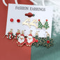 6 pairs/lot Christmas Earrings Xmas Tree Elk Snowman Santa Claus Cute Stud Earrings Set Kit Christmas Gifts For Women Girls Kids