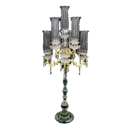 DecorBites™ Crystal Glass Cover Candle Holders - Elegant Table Centerpiece for Candlelight Dinners