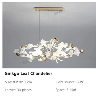 ثريا أوراق الجنكة من ديكوربايتس™: مصباح معلق فاخر على الطراز الاسكندنافي للفنادق والسلالم وغرف المعيشة