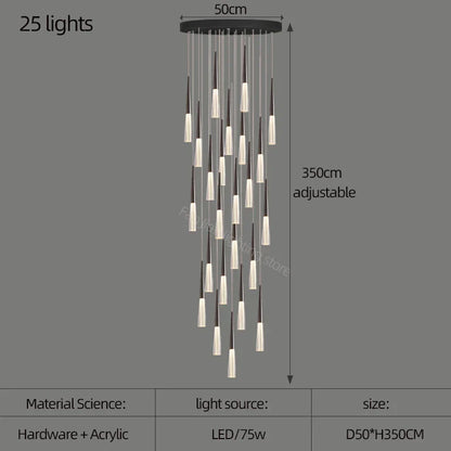 DecorBites™ مصباح مخروطي أكريليك معلق لسلالم الفيلا والمطبخ والمطعم.