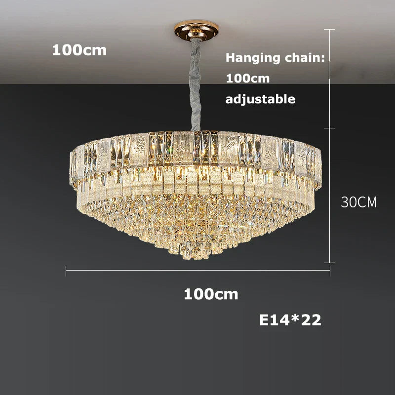 DecorBites™ K9 Crystal Gold Chandelier Lighting for Living Room