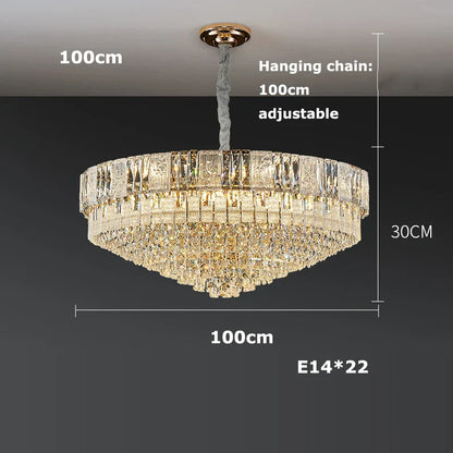 DecorBites™ K9 Crystal Gold Chandelier Lighting for Living Room